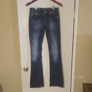 Miss Me Dark Blue Mid-rise Boot Cut Jeans 27